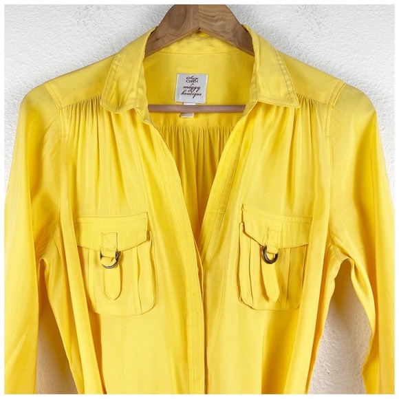 Suzi Chin for Maggy‎ Boutique Yellow Shirt Dress Size 6 - Picture 4 of 8
